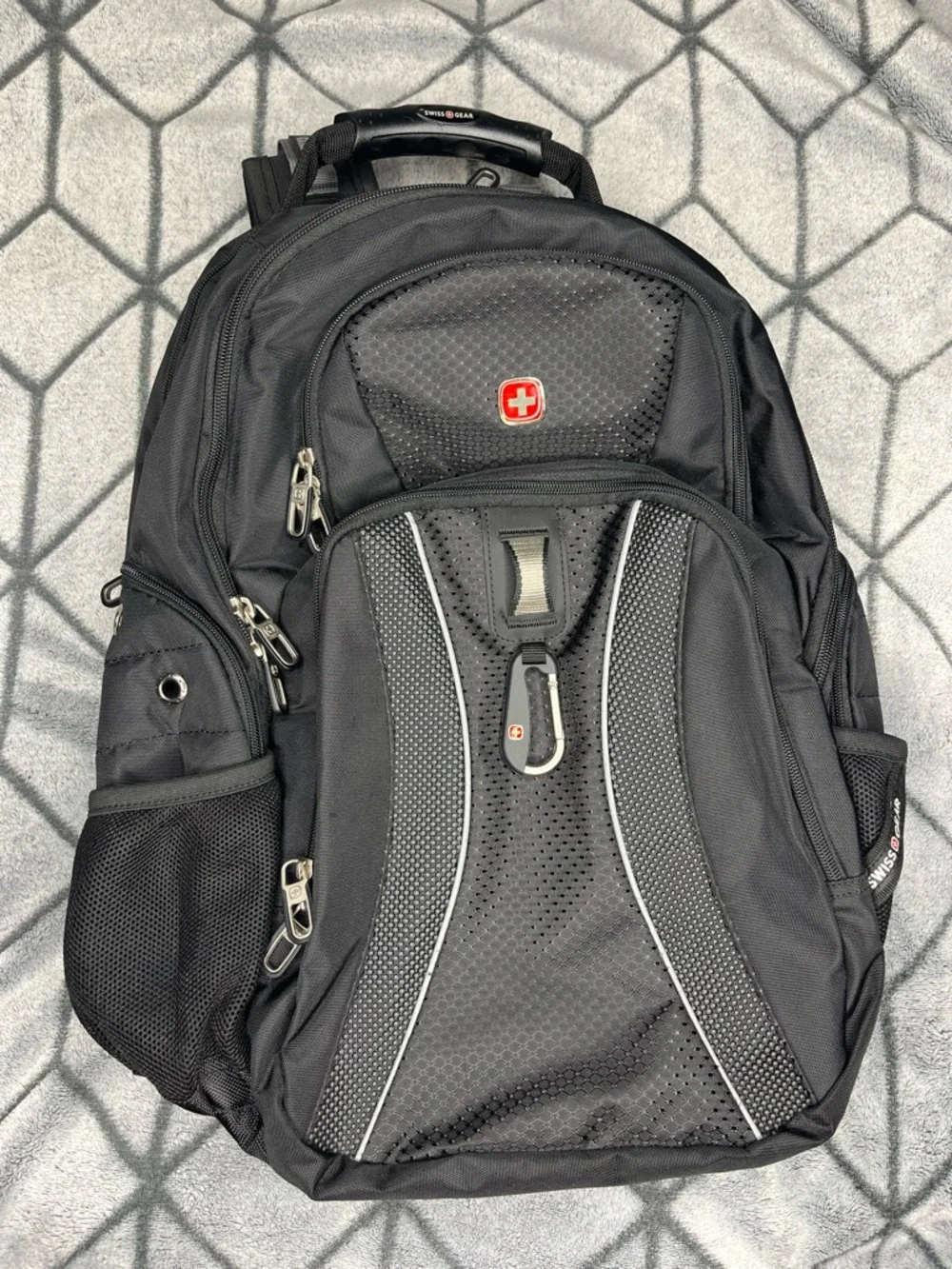 SwissGear Black Gray Travel Laptop Backpack Multi Compartment School Work Bag